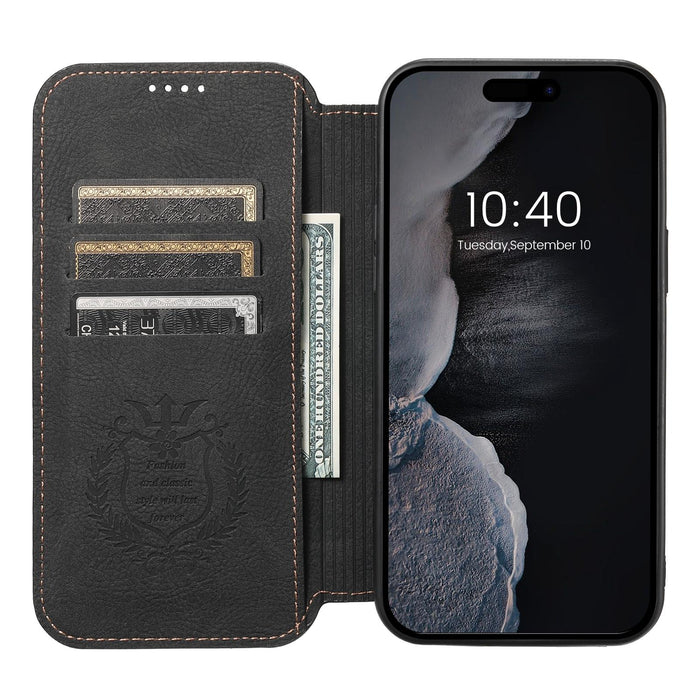 For Iphone 15 Retro Matte Litchi Texture Leather Magnetic Magsafe Phone Case
