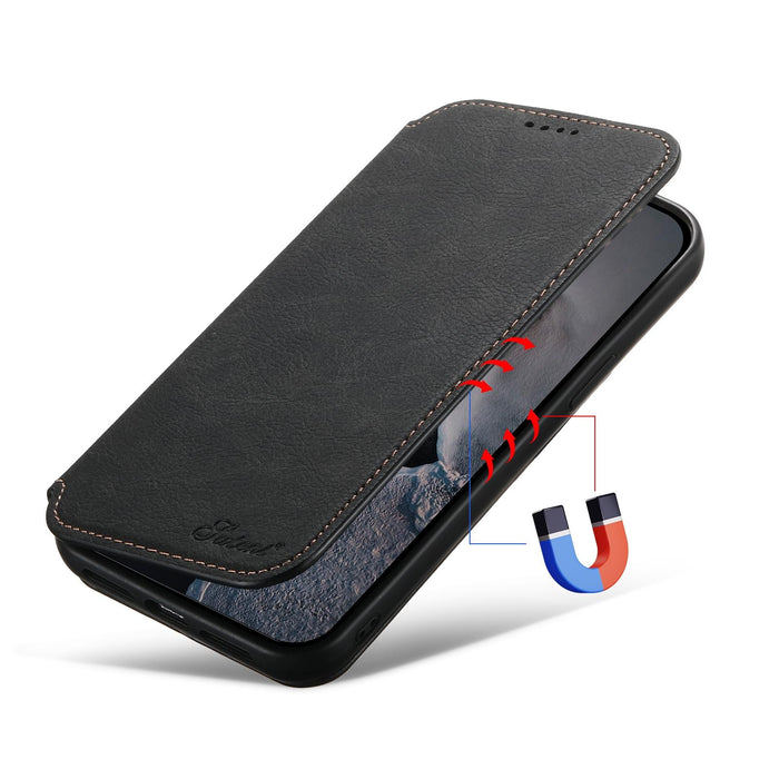 For Iphone 15 Retro Matte Litchi Texture Leather Magnetic Magsafe Phone Case