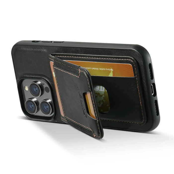 For Iphone 15 Oil Wax Leather Wallet Stand Back Phone Case