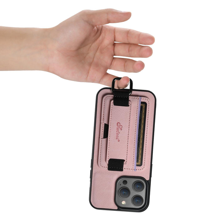 For Iphone 15 Litchi Leather Wrist Strap Wallet Back Phone Case