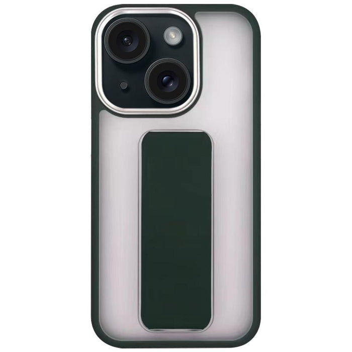 For Iphone 15 Skin-Feel Plating Wrist Strap Stand Phone Case