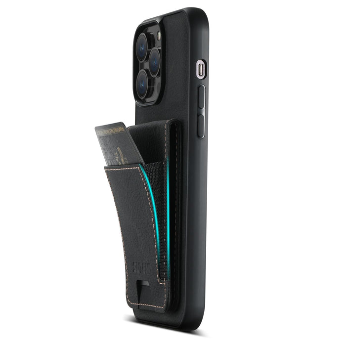 For Iphone 15 Litchi Leather Card Bag Stand Back Phone Case