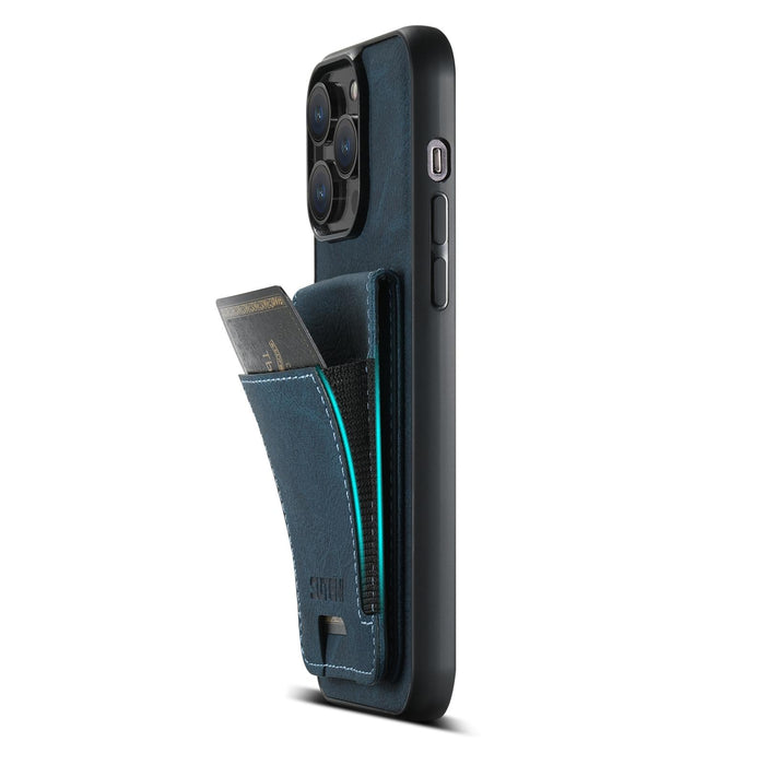 For Iphone 15 Litchi Leather Card Bag Stand Back Phone Case