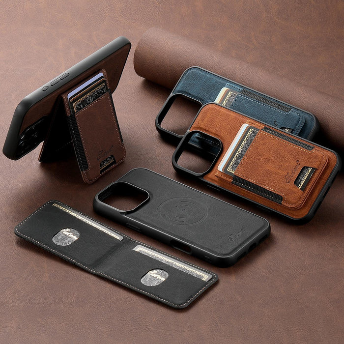 For Iphone 15 Litchi Texture Leather Magsafe Detachable Wallet Phone Case