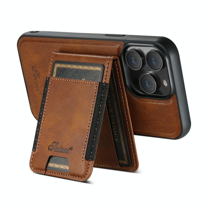 For Iphone 15 Oil Eax Leather Magsafe Detachable Wallet Phone Case