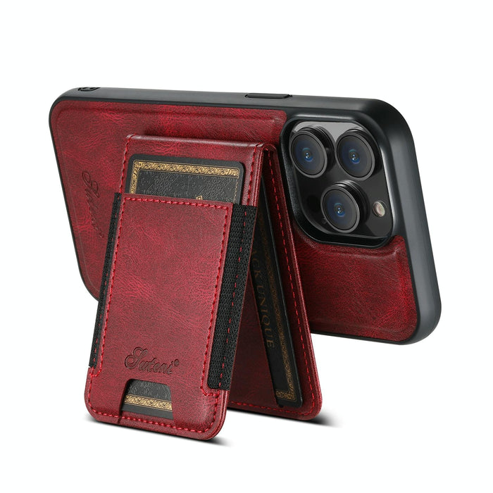 For Iphone 15 Oil Eax Leather Magsafe Detachable Wallet Phone Case