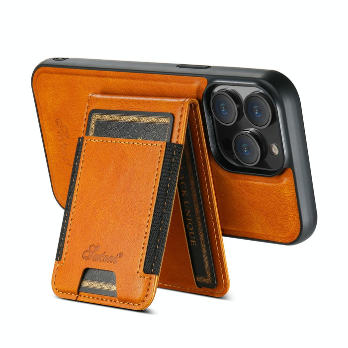 For Iphone 15 Oil Eax Leather Magsafe Detachable Wallet Phone Case