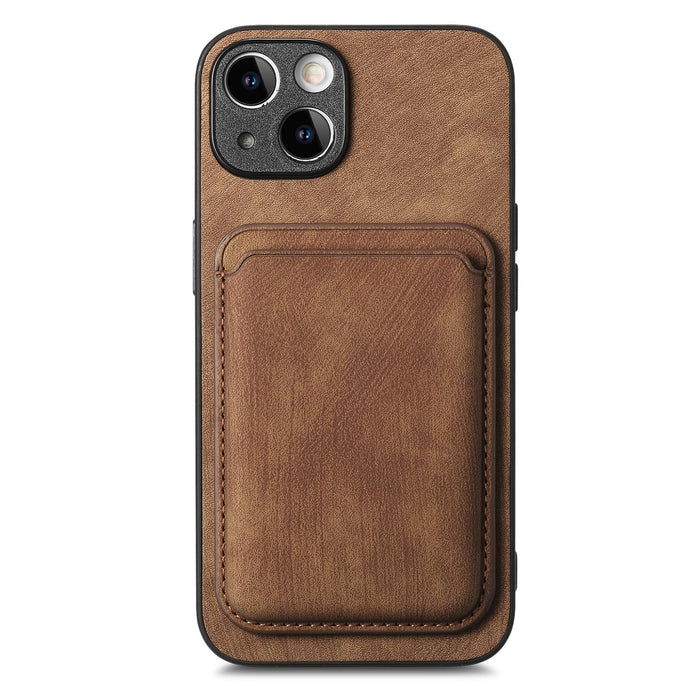 For Iphone 15 Retro Leather Card Bag Magnetic Phone Case