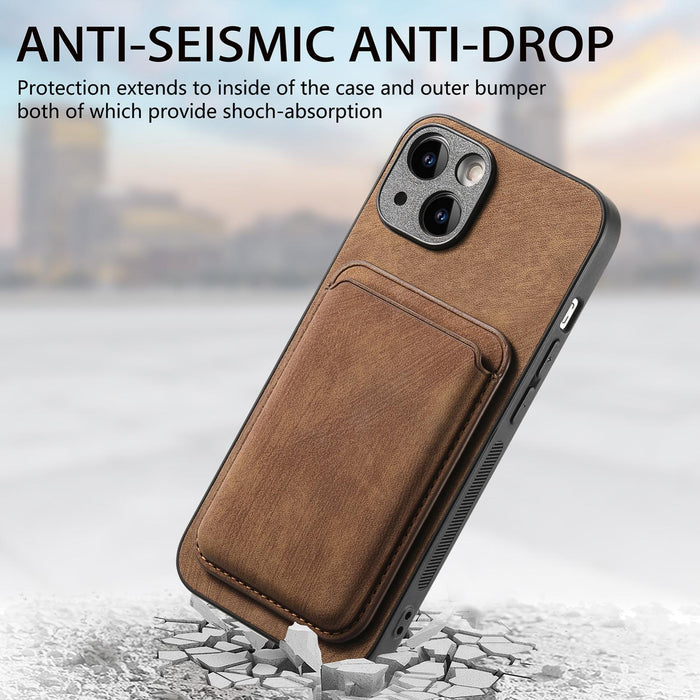 For Iphone 15 Retro Leather Card Bag Magnetic Phone Case