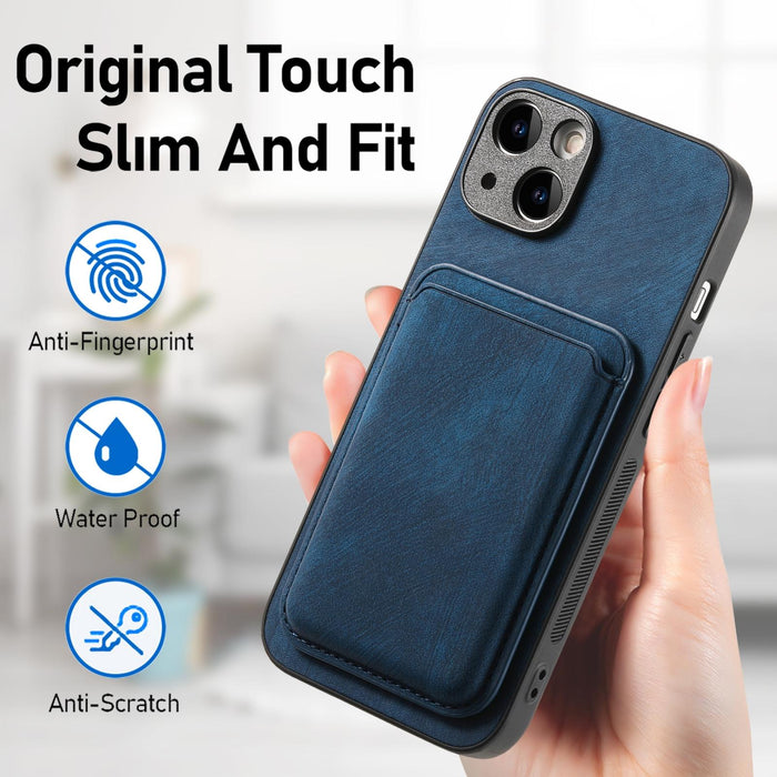 For Iphone 15 Retro Leather Card Bag Magnetic Phone Case
