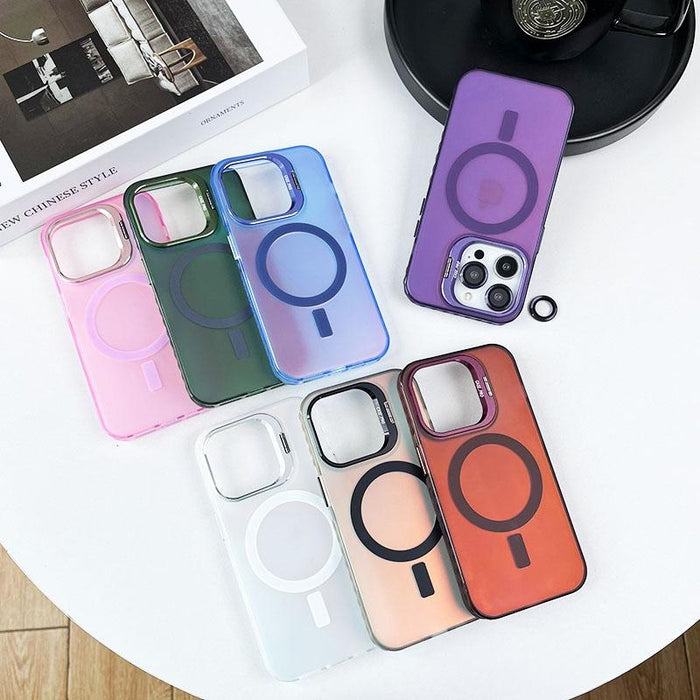 For Iphone 15 Magsafe Lens Holder Pc Hybrid Tpu Phone Case