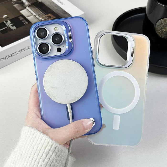 For Iphone 15 Magsafe Lens Holder Pc Hybrid Tpu Phone Case