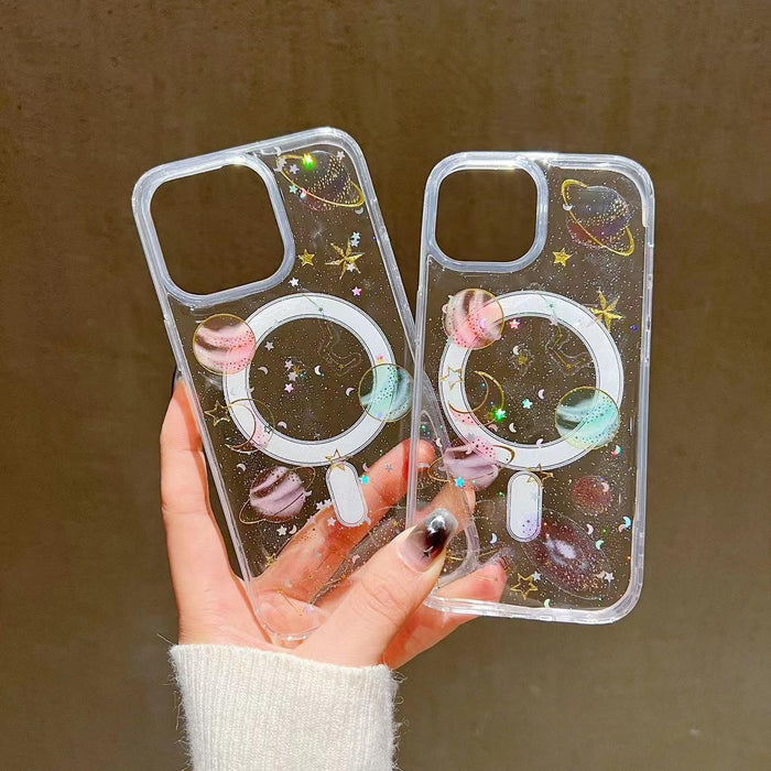For Iphone 15 Cosmic Star Magsafe Tpu Phone Case Transparent