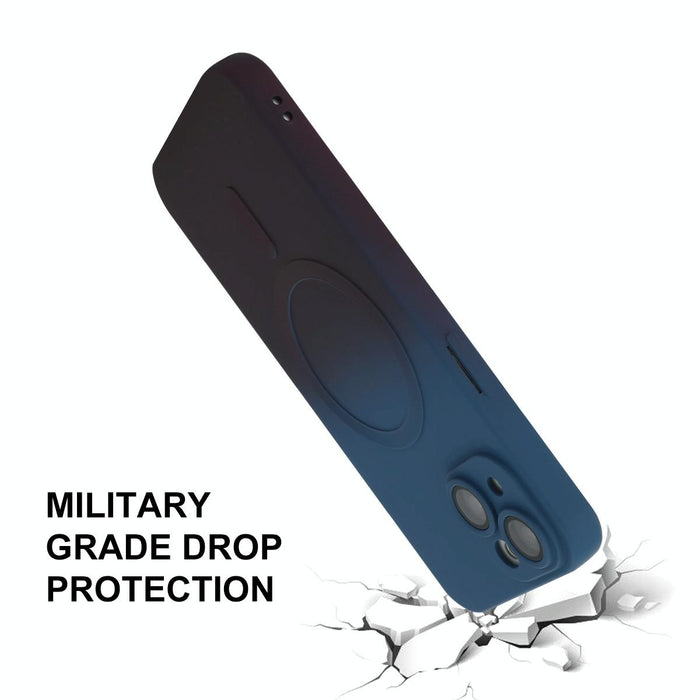 For Iphone 15 Hat-Prince Magsafe Rainbow Gradient Silicone Phone Case With Lens Film