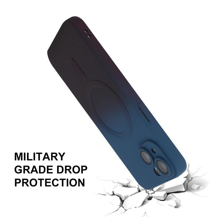 For Iphone 15 Hat-Prince Magsafe Rainbow Gradient Silicone Phone Case With Lens Film