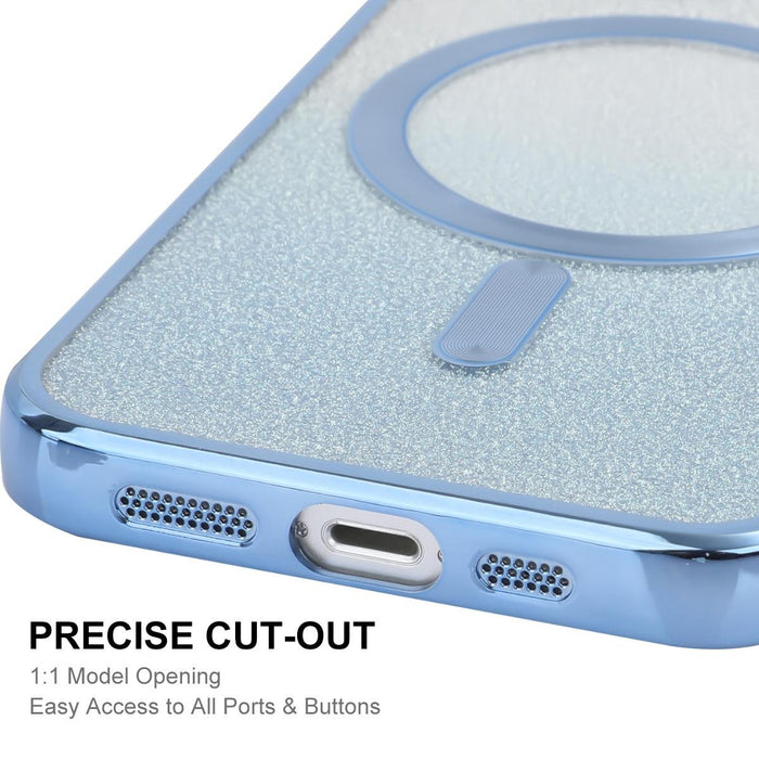 For Iphone 15 Hat-Prince Magnetic Glitter Plated Shockproof Phone Case With Lens Film