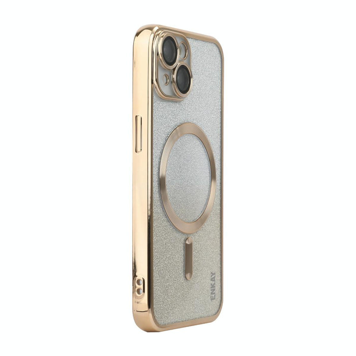 For Iphone 15 Hat-Prince Magnetic Glitter Plated Shockproof Phone Case With Lens Film