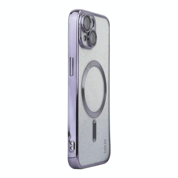 For Iphone 15 Hat-Prince Magnetic Glitter Plated Shockproof Phone Case With Lens Film