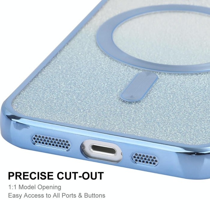 For Iphone 15 Hat-Prince Magnetic Glitter Plated Shockproof Phone Case With Lens Film