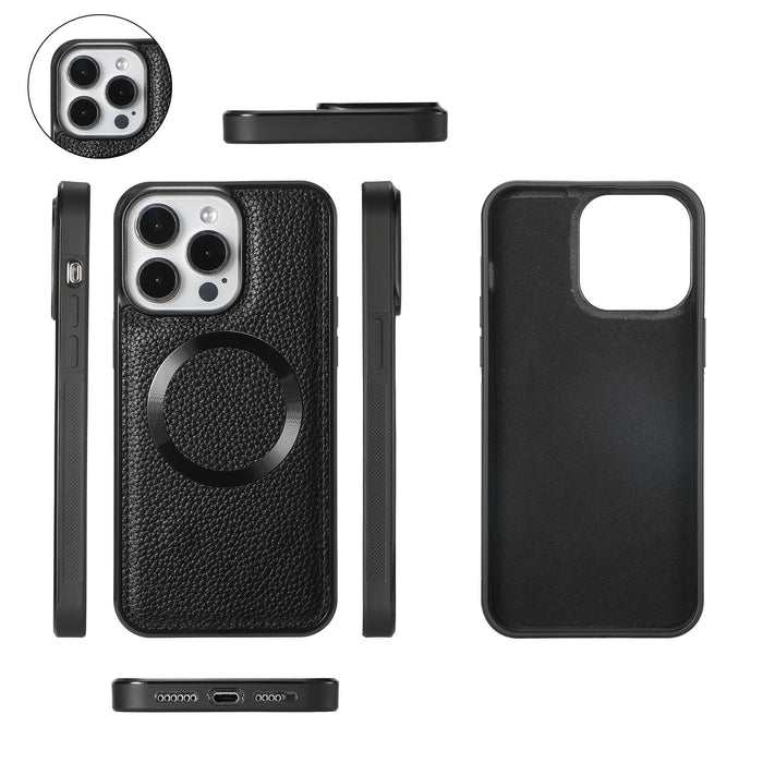 For Iphone 15 Magsafe Crossbody Multi-Functional Zipper Wallet Litchi Leather Phone Case