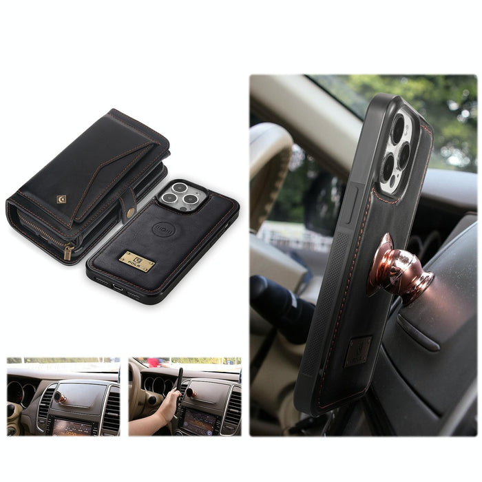 For Iphone 15 Multi-Functional Zipper Wallet Leather Phone Case