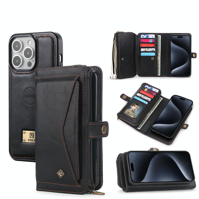 For Iphone 15 Multi-Functional Zipper Wallet Leather Phone Case