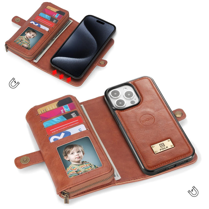 For Iphone 15 Multi-Functional Zipper Wallet Leather Phone Case