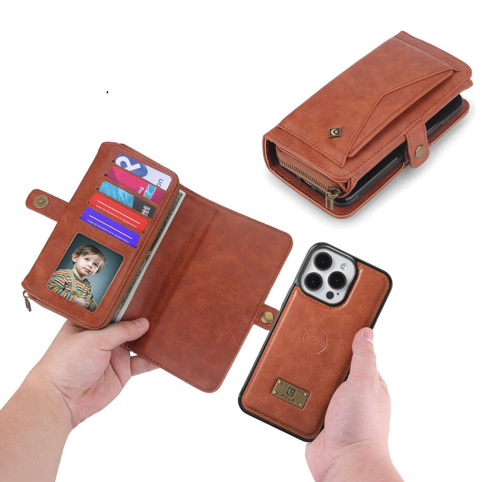 For Iphone 15 Multi-Functional Zipper Wallet Leather Phone Case