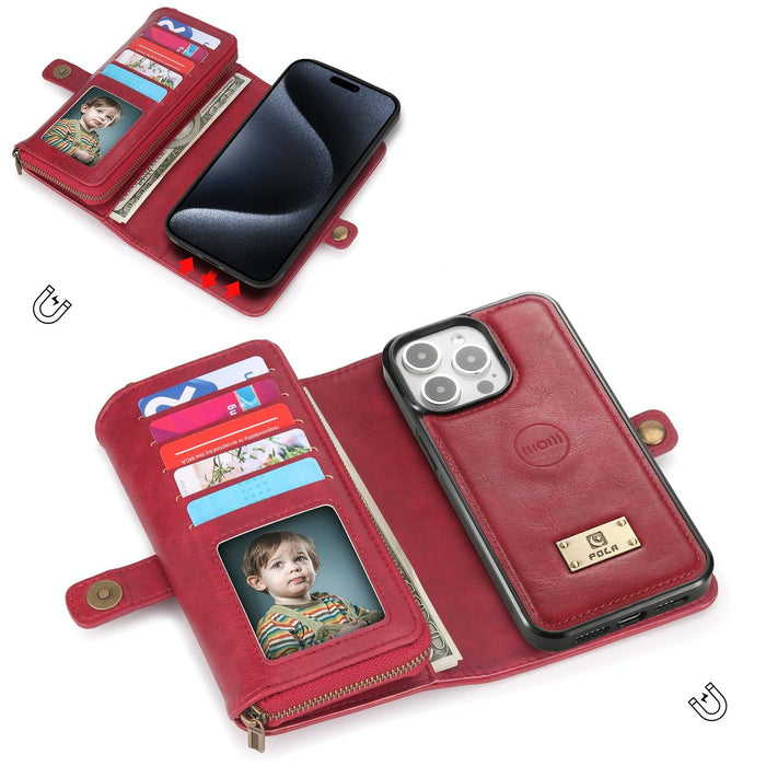 For Iphone 15 Multi-Functional Zipper Wallet Leather Phone Case