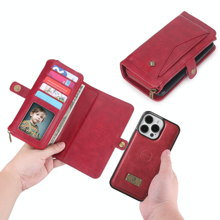 For Iphone 15 Multi-Functional Zipper Wallet Leather Phone Case