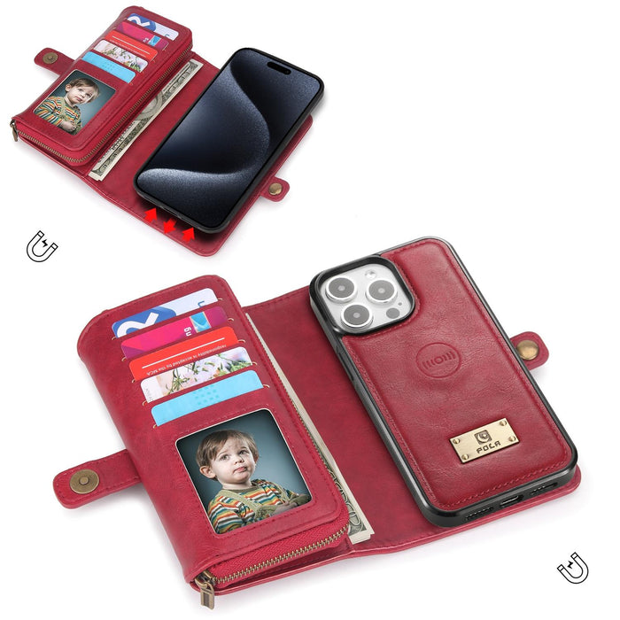 For Iphone 15 Multi-Functional Zipper Wallet Leather Phone Case