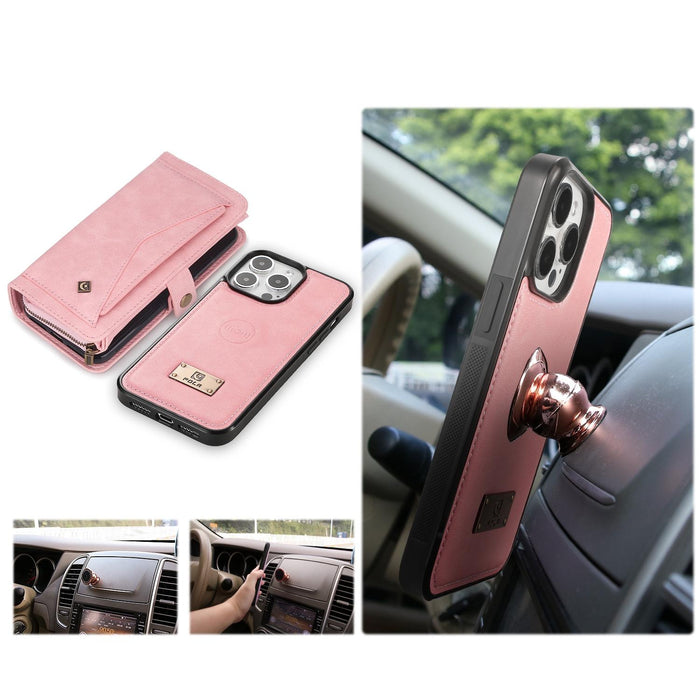 For Iphone 15 Multi-Functional Zipper Wallet Leather Phone Case