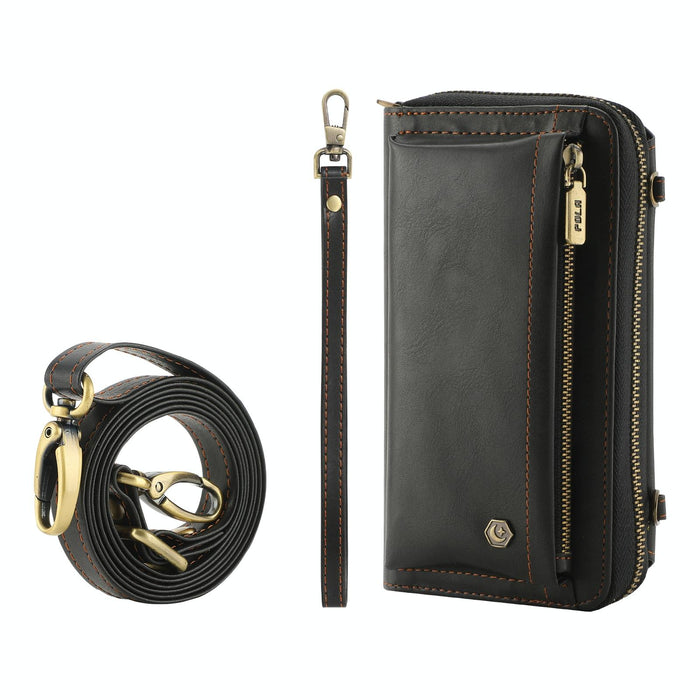 For Iphone 15 Crossbody Multi-Functional Zipper Wallet Leather Phone Case