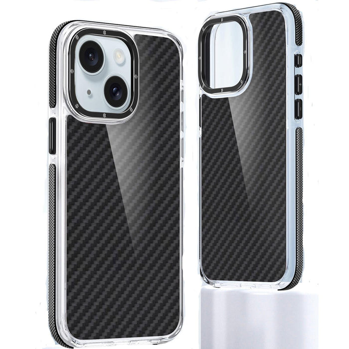 For Iphone 15 Dual-Colour Carbon Fiber Acrylic Hybrid Tpu Phone Case