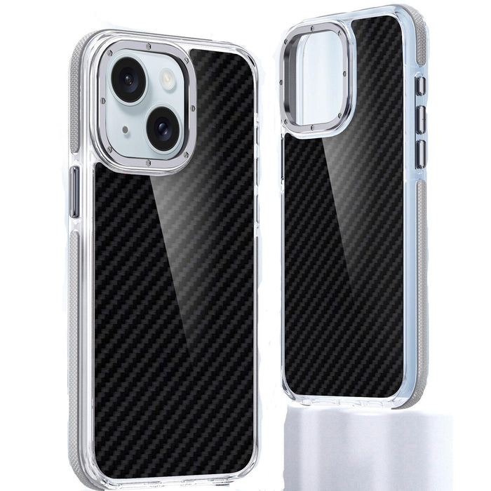 For Iphone 15 Dual-Colour Carbon Fiber Acrylic Hybrid Tpu Phone Case