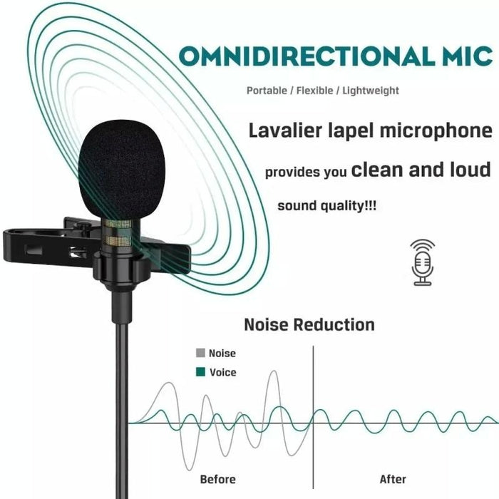 2M Wired Lavalier Microphone For Interview Video Recording