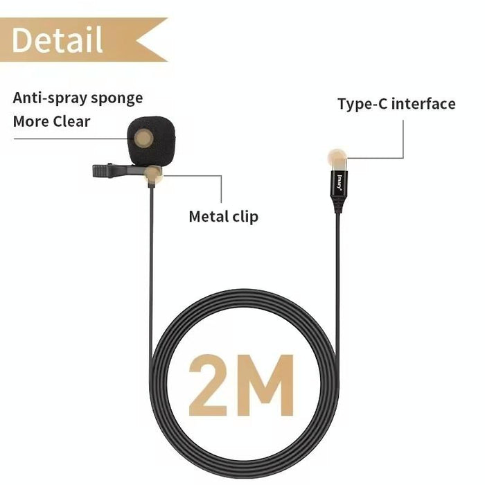2M Wired Lavalier Microphone For Interview Video Recording