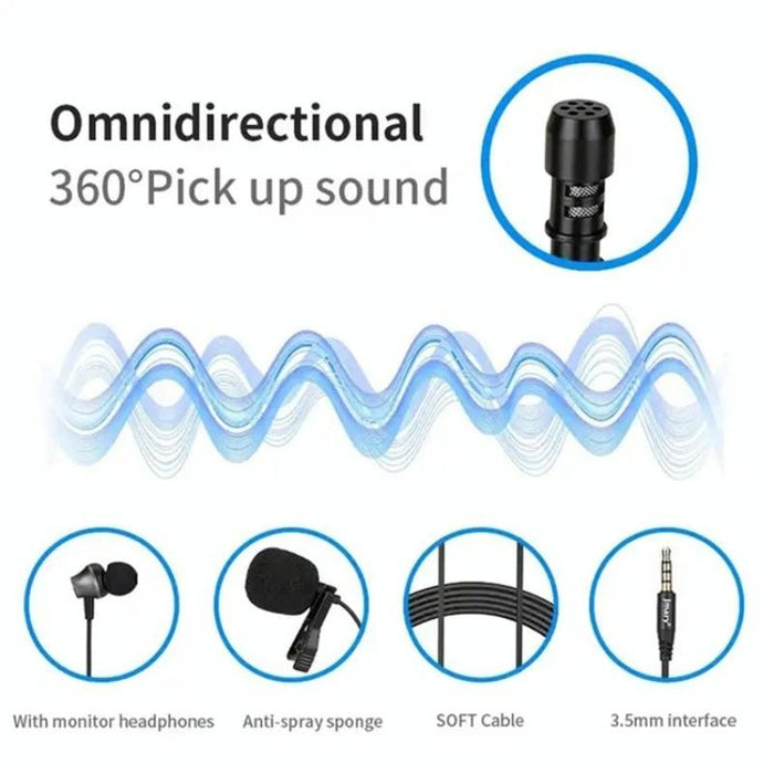 3M Wired Lavalier Microphone With Sound Monitoring Earphone