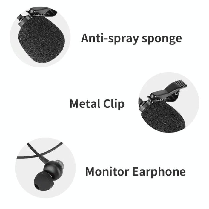 3M Wired Lavalier Microphone With Sound Monitoring Earphone