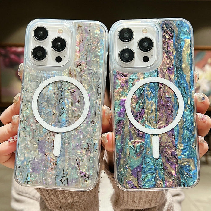 For Iphone 15 Shell Texture Multicolor Magsafe Tpu Phone Case