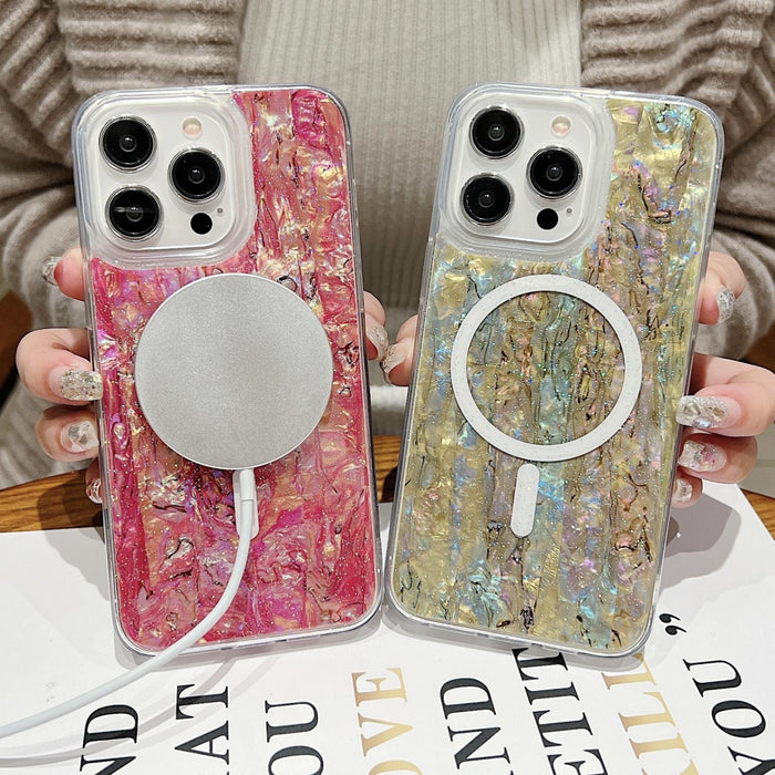 For Iphone 15 Shell Texture Multicolor Magsafe Tpu Phone Case