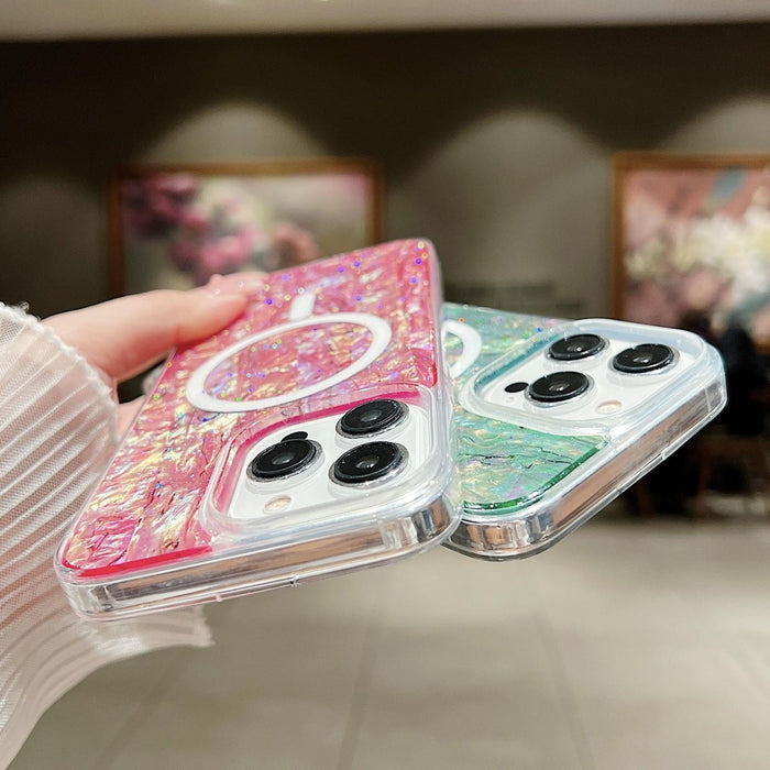 For Iphone 15 Shell Texture Multicolor Magsafe Tpu Phone Case