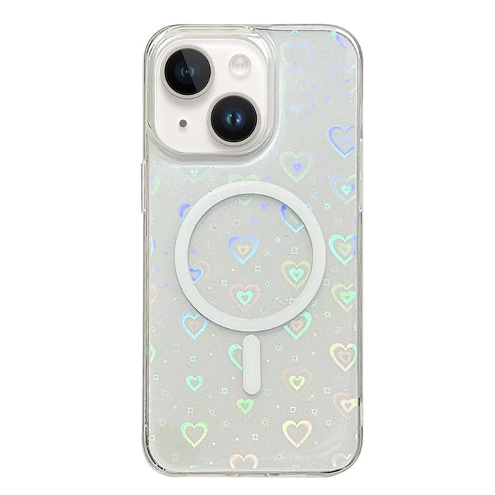 For Iphone 15 Laser Love Magsafe Tpu Phone Case Transparent
