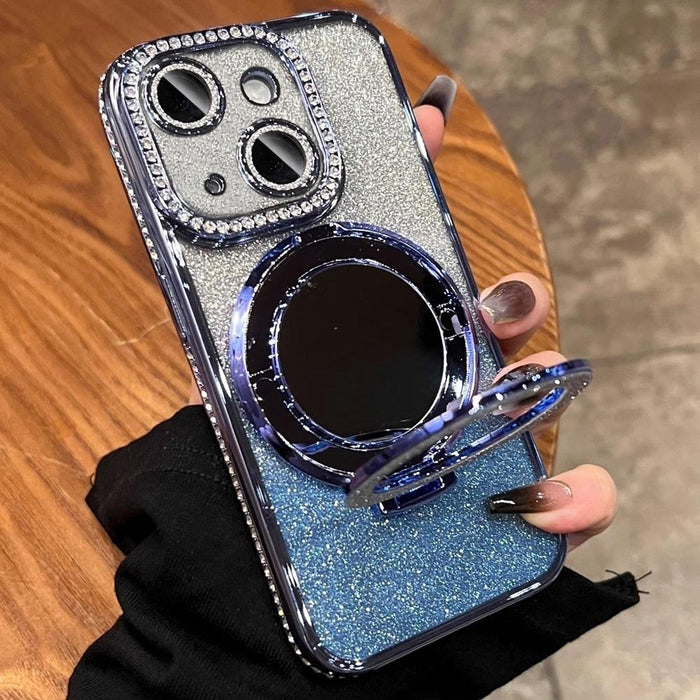 For Iphone 15 Magsafe Rhinestone Mirror Glitter Tpu Phone Case