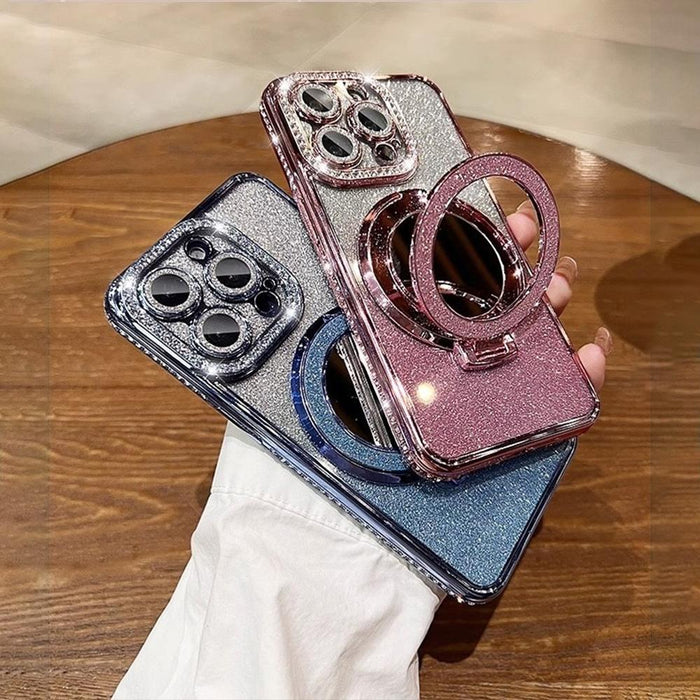 For Iphone 15 Magsafe Rhinestone Mirror Glitter Tpu Phone Case