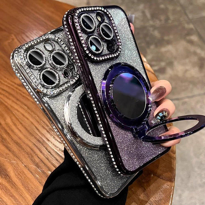 For Iphone 15 Magsafe Rhinestone Mirror Glitter Tpu Phone Case