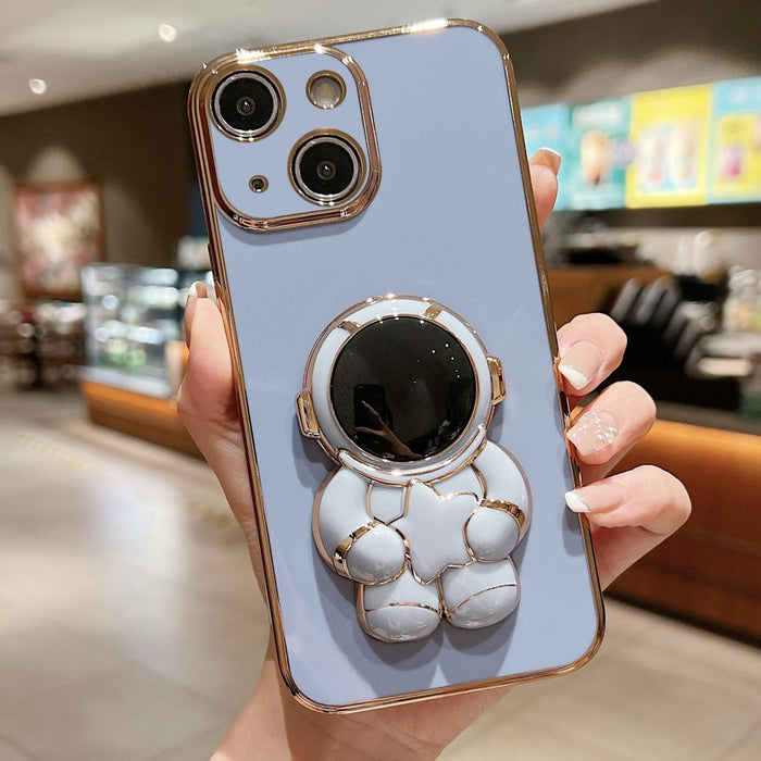 For Iphone 15 Embrace Stars Electroplating Astronaut Holder Phone Case