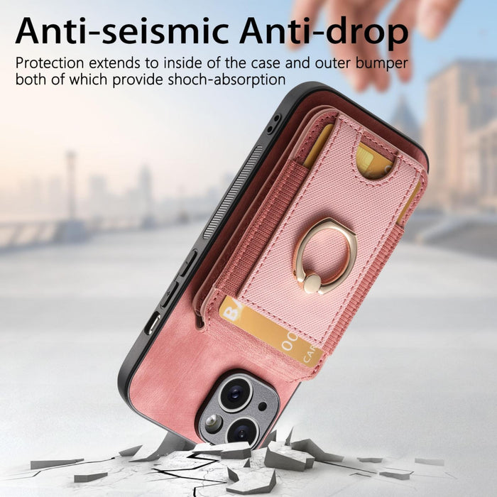 For Iphone 15 Retro Splitable Magnetic Stand Card Bag Leather Phone Case