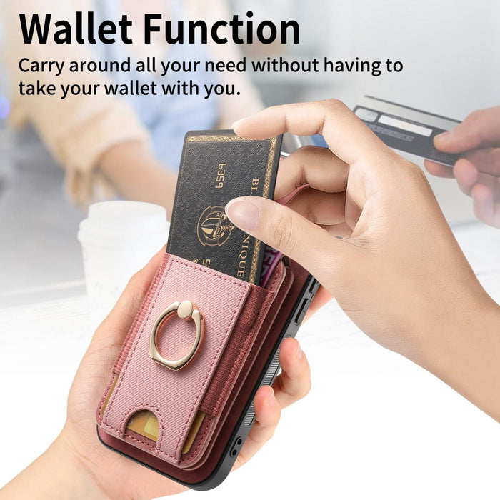For Iphone 15 Retro Splitable Magnetic Stand Card Bag Leather Phone Case