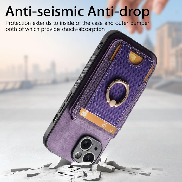 For Iphone 15 Retro Splitable Magnetic Stand Card Bag Leather Phone Case